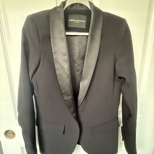 Amanda Uprichard Black Satin Lapel Blazer